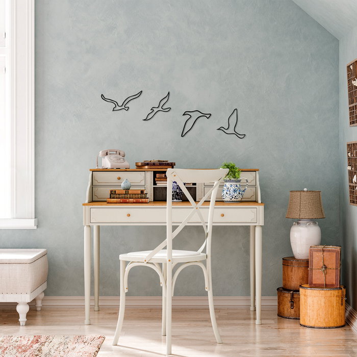 Wallity Birds - 486 Escultura de Pared de Metal Negra